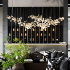 Dining Area Modern White Leaf-Inspired Chandelier