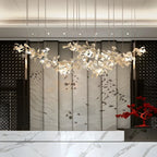 Dining Area Modern White Leaf-Inspired Chandelier