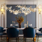 Dining Area Modern White Leaf-Inspired Chandelier