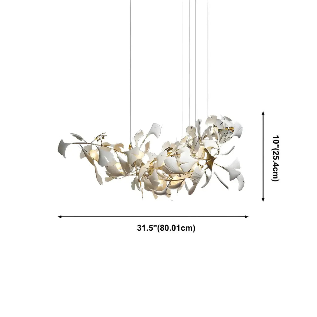 Dining Area Modern White Leaf-Inspired Chandelier
