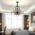 Vintage Black Crystal Pendant Candelabra Chandelier