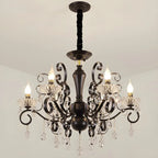 Vintage Black Crystal Pendant Candelabra Chandelier