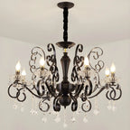 Vintage Black Crystal Pendant Candelabra Chandelier
