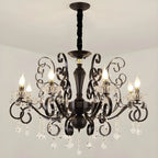Vintage Black Crystal Pendant Candelabra Chandelier