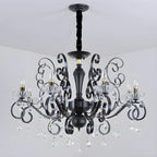 Vintage Black Crystal Pendant Candelabra Chandelier