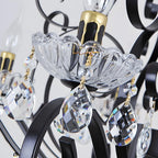 Vintage Black Crystal Pendant Candelabra Chandelier