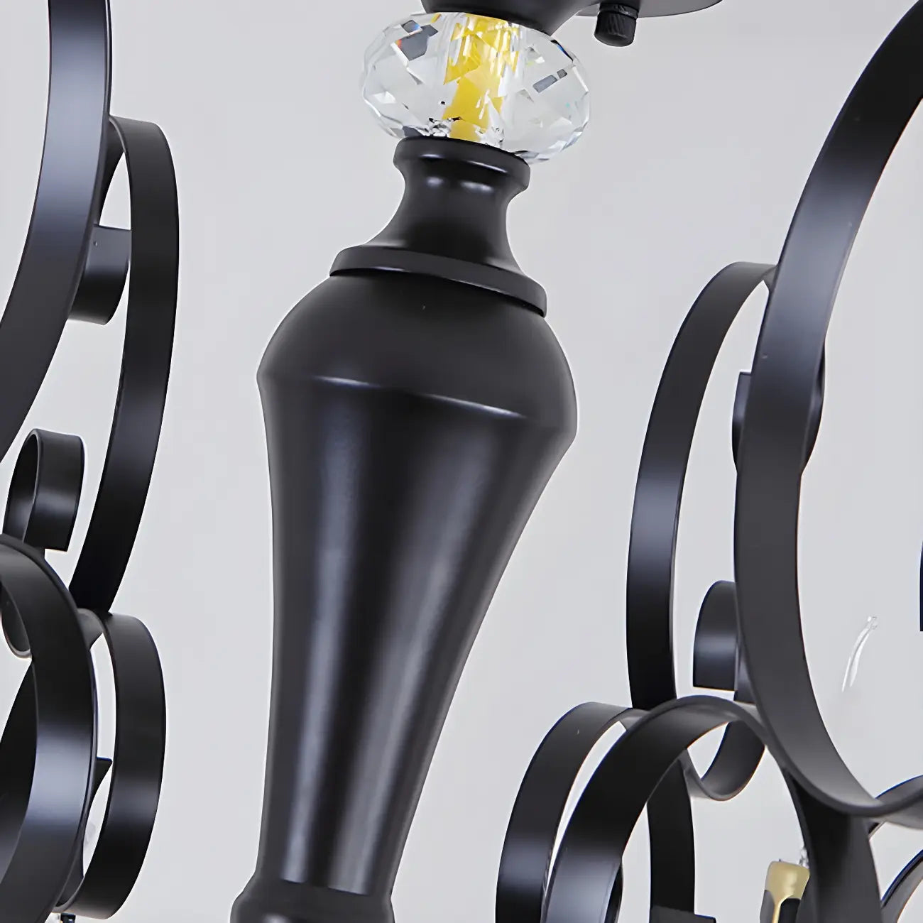 Vintage Black Crystal Pendant Candelabra Chandelier