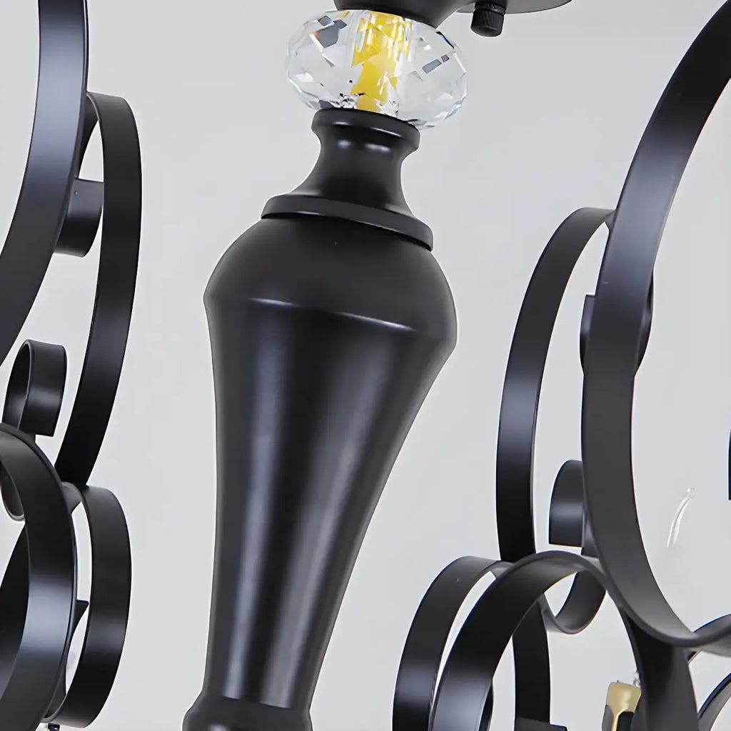 Vintage Black Crystal Pendant Candelabra Chandelier