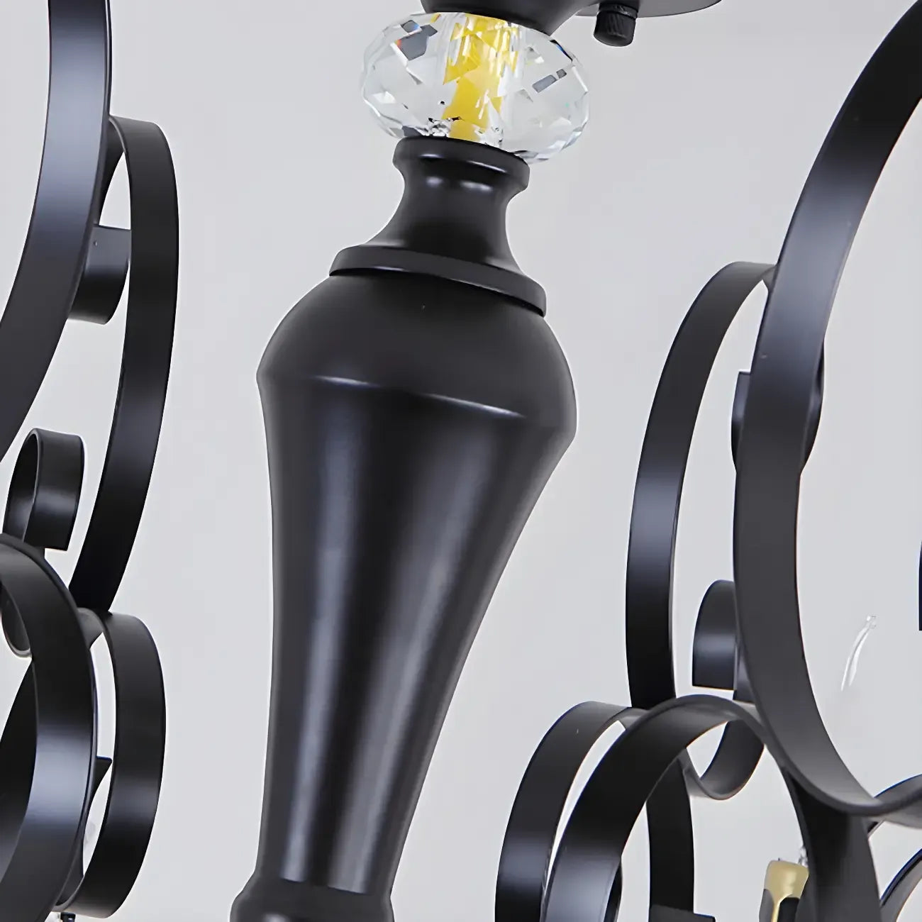 Vintage Black Crystal Pendant Candelabra Chandelier