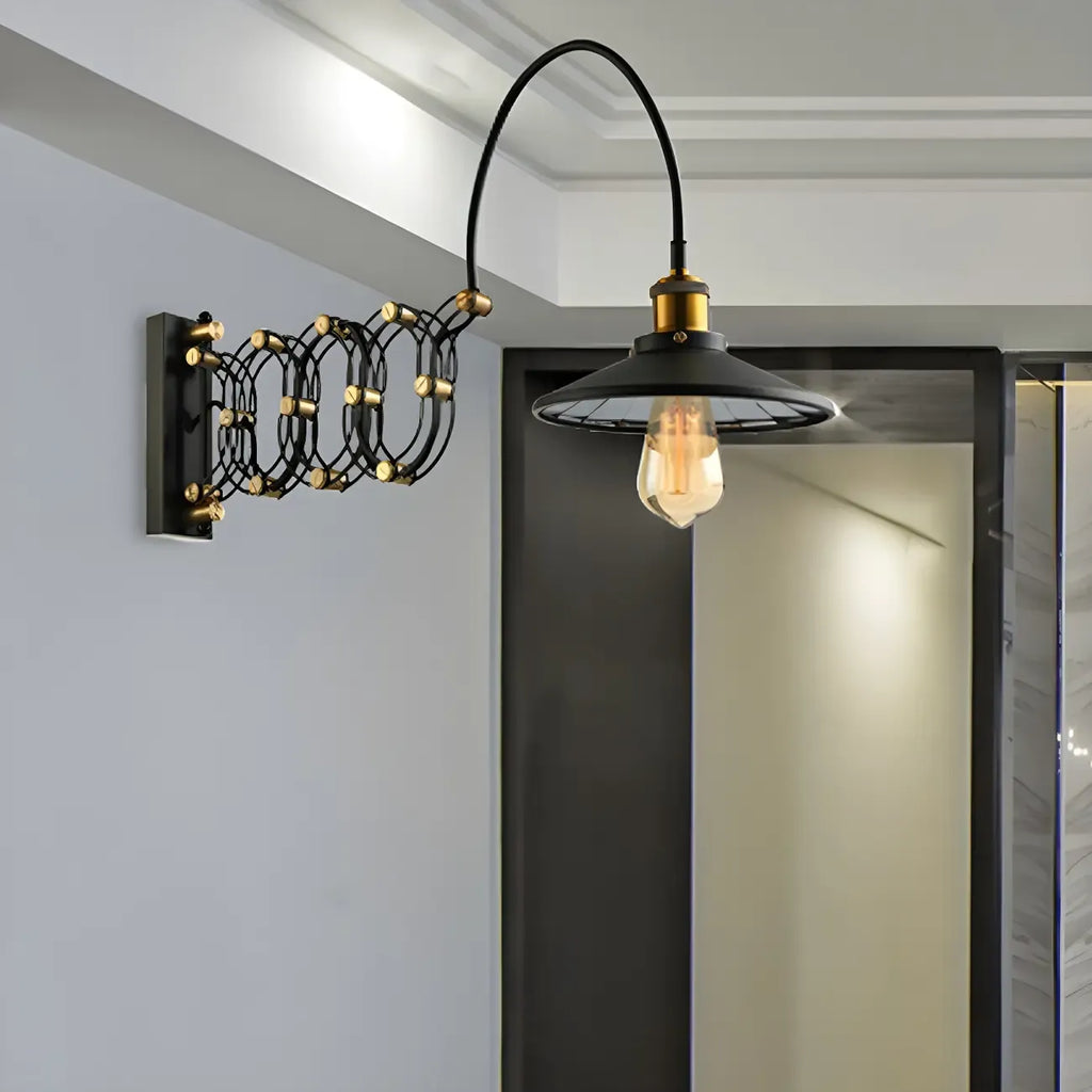 Industrial Black Brass Flexible Swing Arm Wall Light