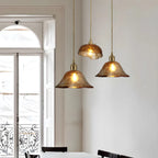 Adjustable Amber Glass Geometric Kitchen Pendant Lighting