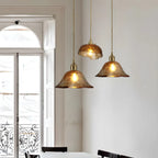 Adjustable Amber Glass Geometric Kitchen Pendant Lighting