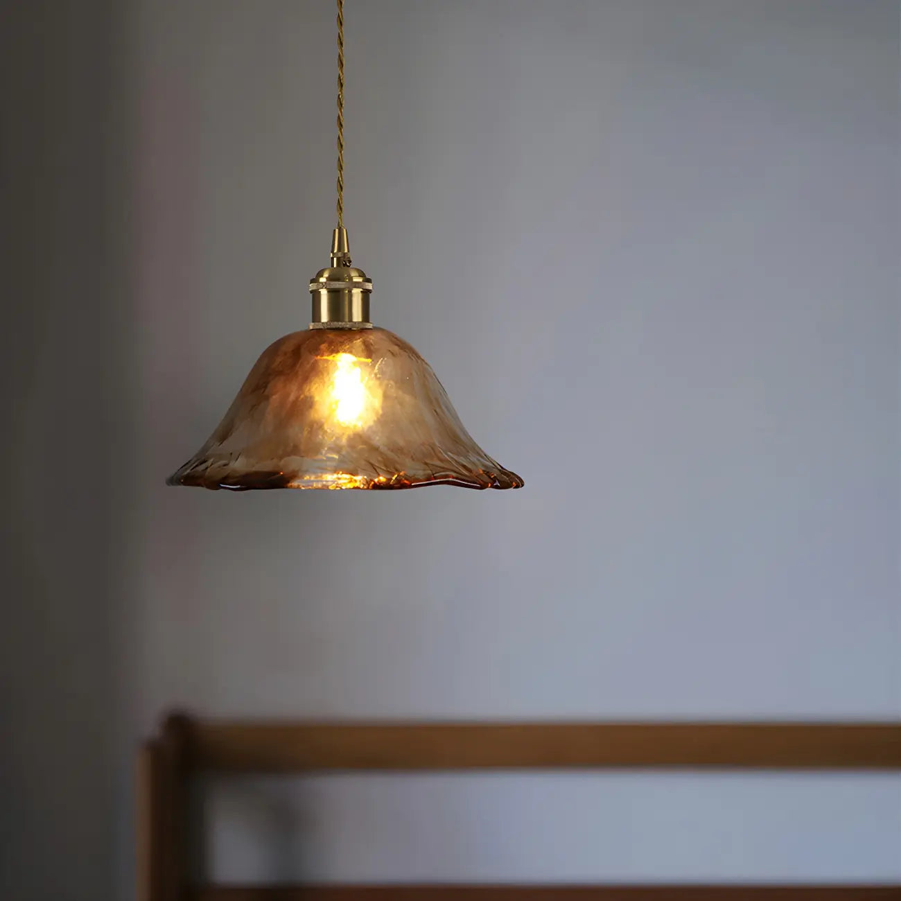 Adjustable Amber Glass Geometric Kitchen Pendant Lighting