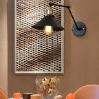 Retro Metal Matte Black Cone Swing Arm Wall Light