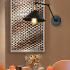 Retro Metal Matte Black Cone Swing Arm Wall Light