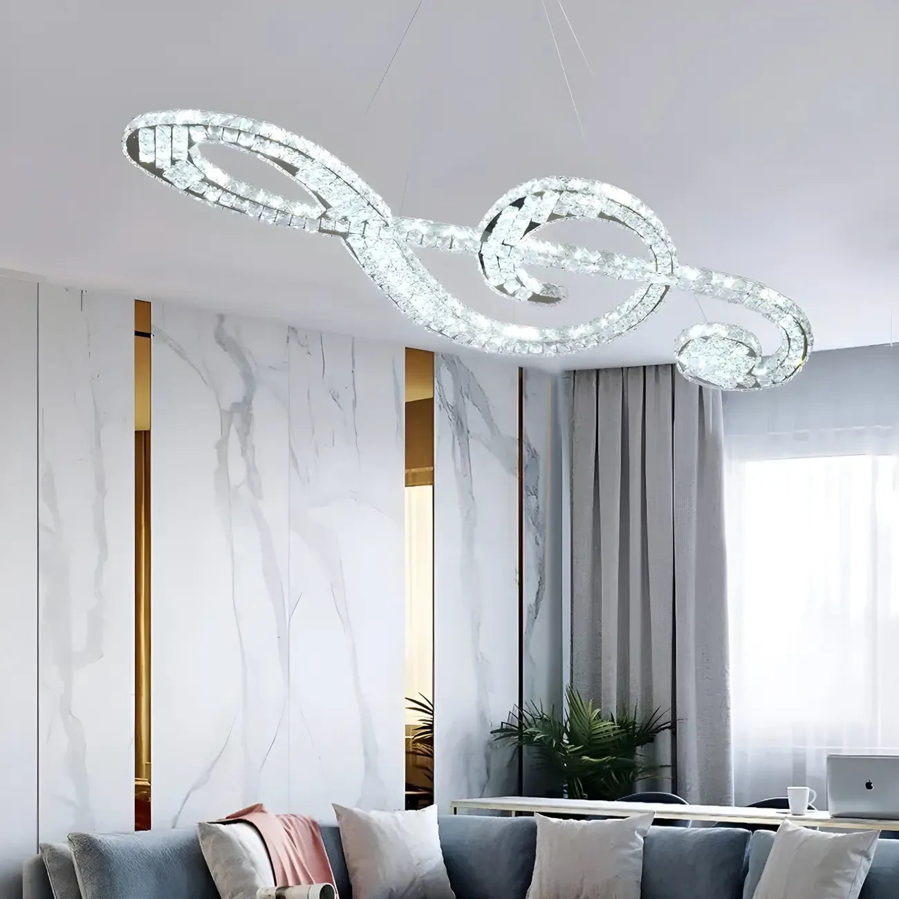 Artistic Modern Crystal 2-Light Island Pendant Light