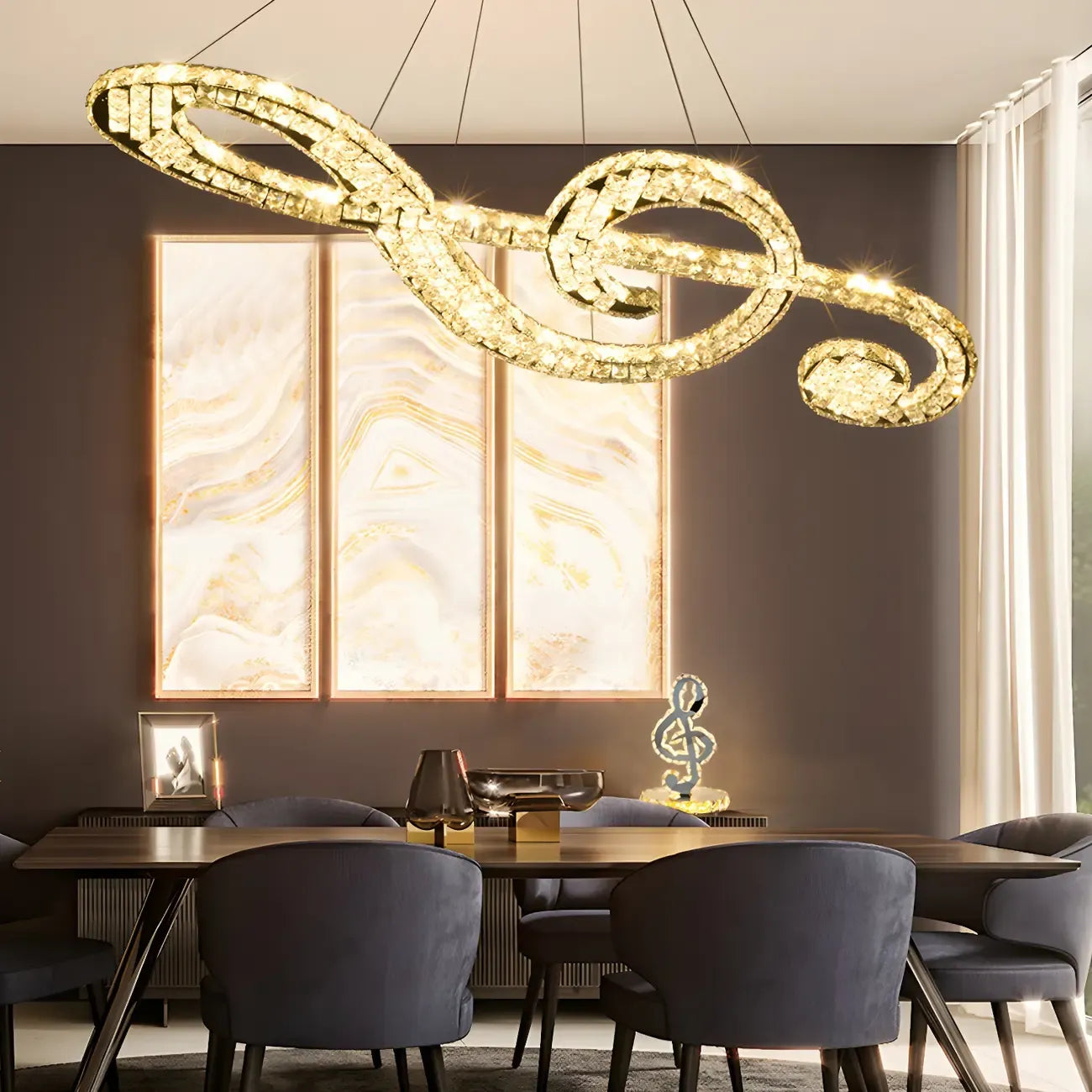 Artistic Modern Crystal 2-Light Island Pendant Light