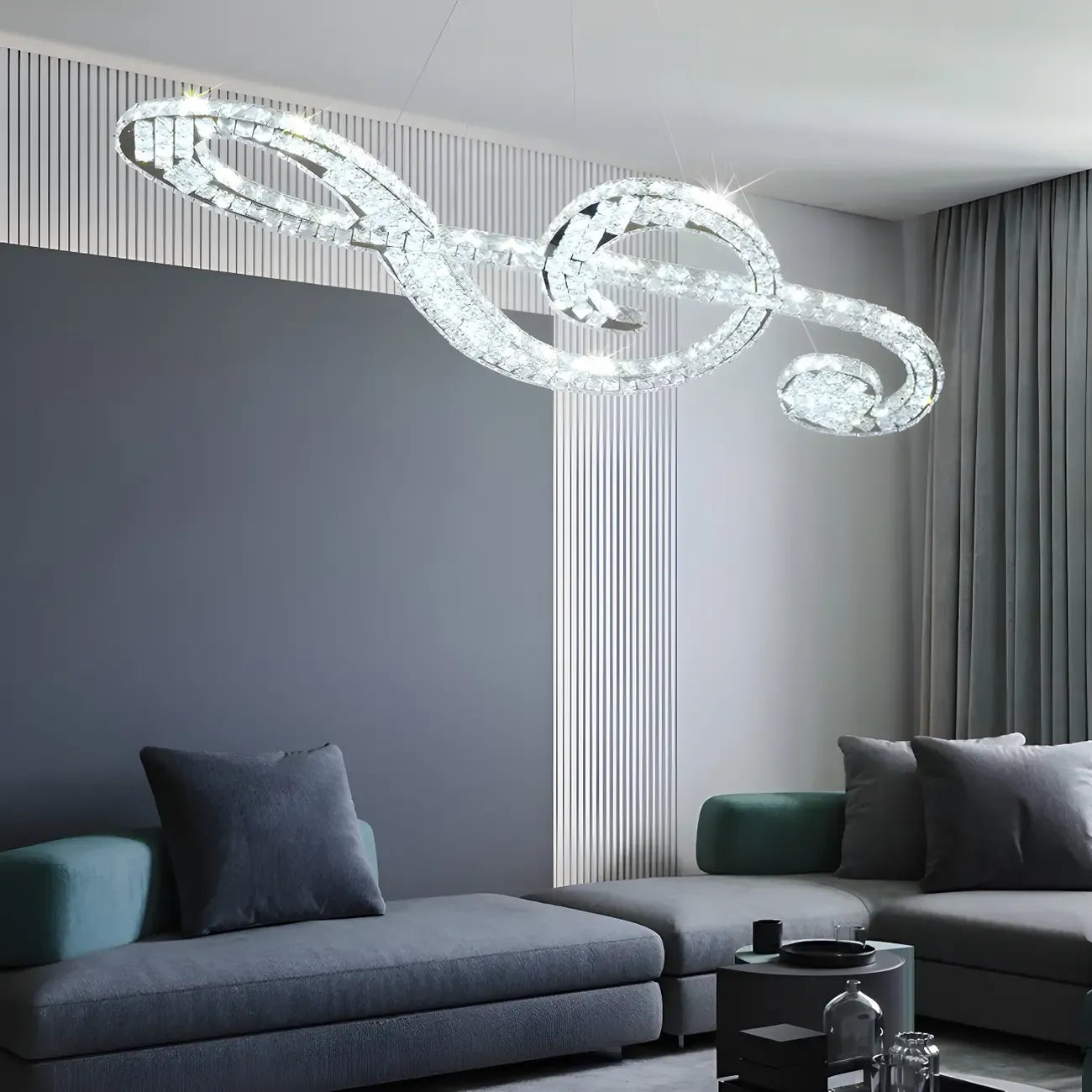 Artistic Modern Crystal 2-Light Island Pendant Light