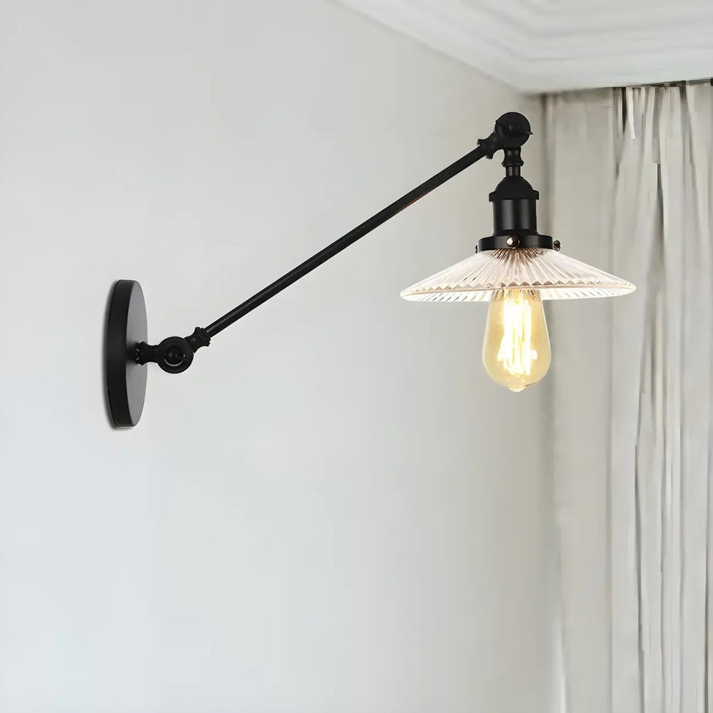 Industrial Adjustable Black Cone Shape Glass LED Wall Lamp