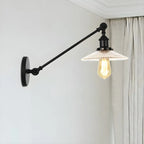 Industrial Adjustable Black Cone Shape Glass LED Wall Lamp