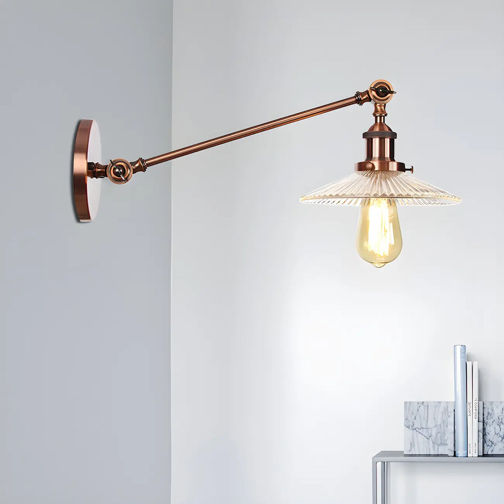 Industrial Adjustable Black Cone Shape Glass LED Wall Lamp