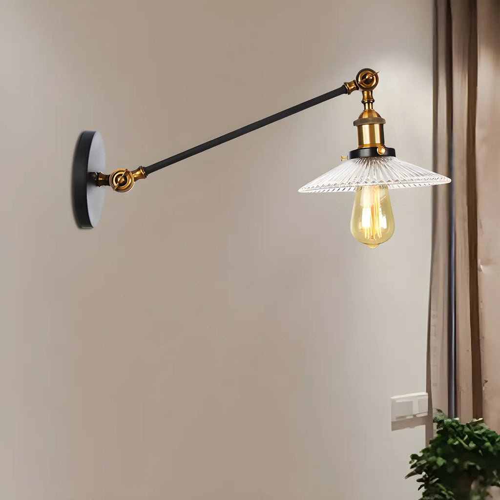 Industrial Adjustable Black Cone Shape Glass LED Wall Lamp