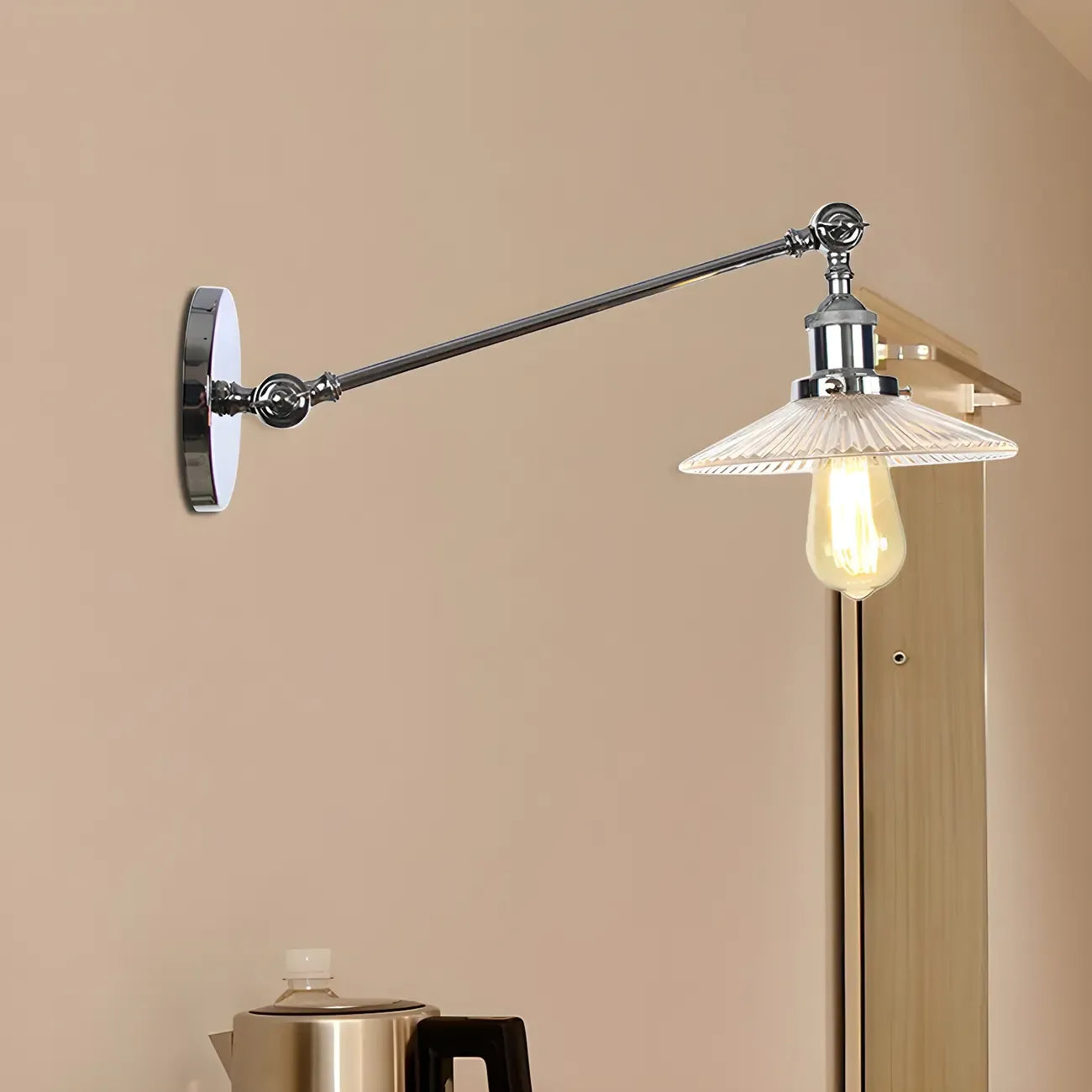 Industrial Adjustable Black Cone Shape Glass LED Wall Lamp