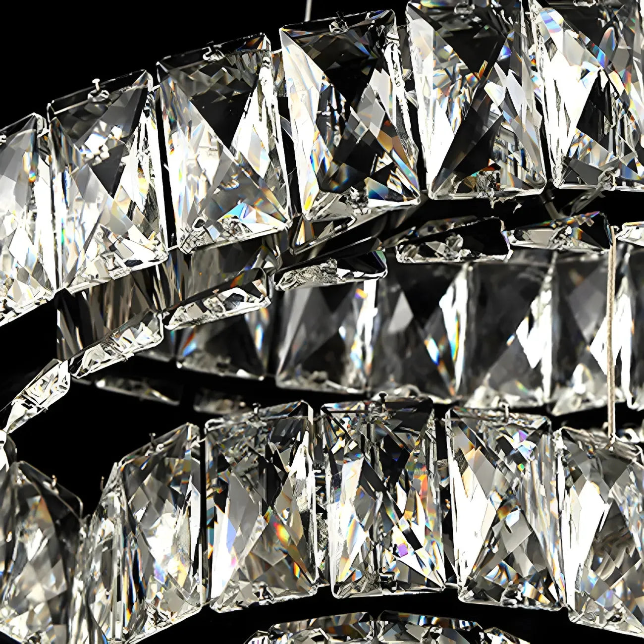 Modern Steel Linear Spiral Crystal LED Suspension Chandelier for Dining Room