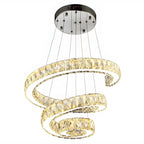 Modern Steel Linear Spiral Crystal LED Suspension Chandelier for Dining Room