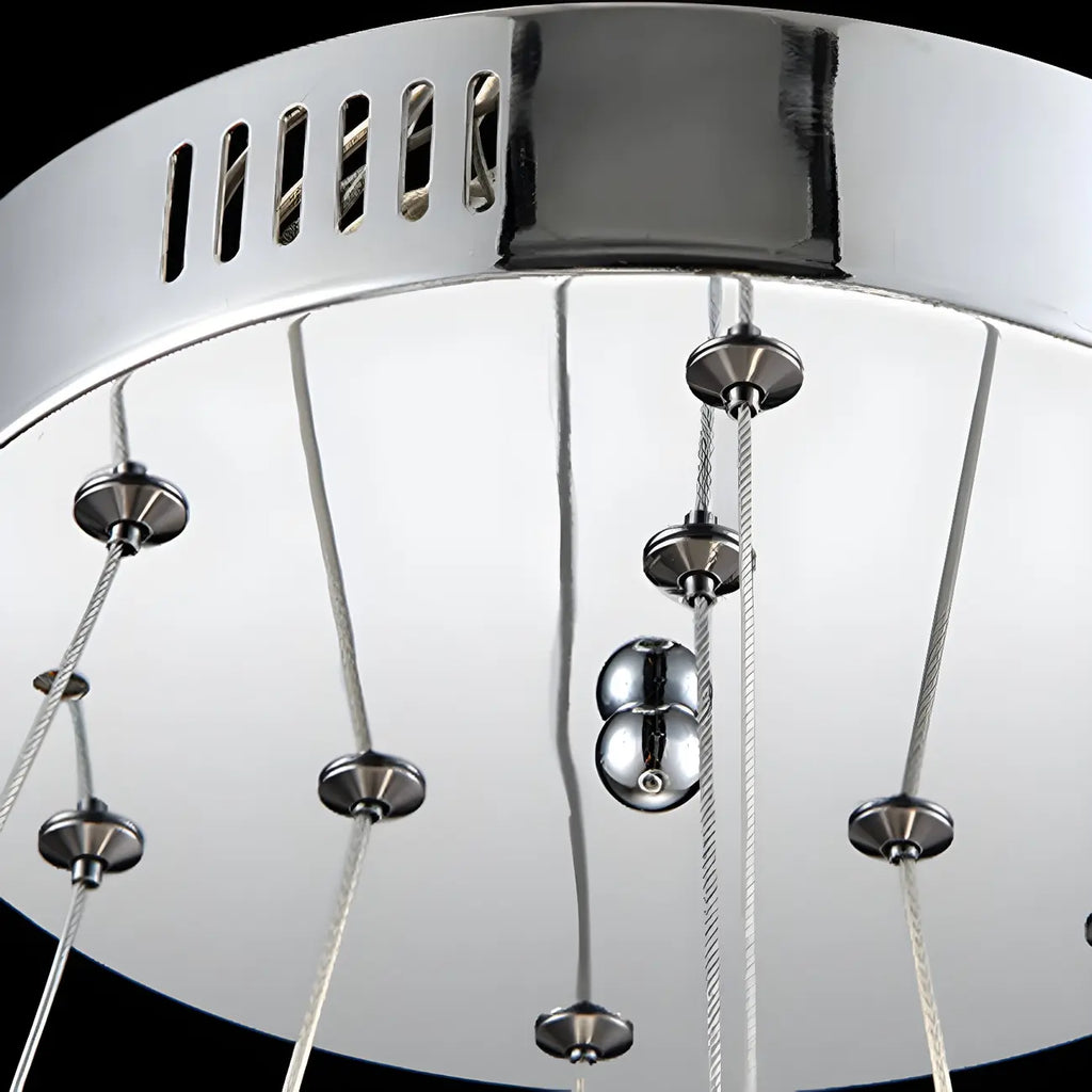 Modern Steel Linear Spiral Crystal LED Suspension Chandelier for Dining Room