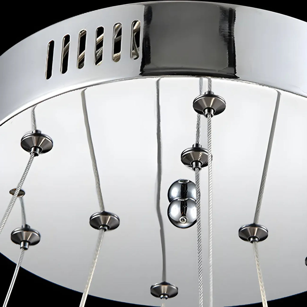 Modern Steel Linear Spiral Crystal LED Suspension Chandelier for Dining Room