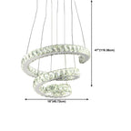 Modern Steel Linear Spiral Crystal LED Suspension Chandelier for Dining Room