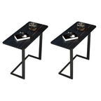 Rectangular Stone Top C-Shaped Side Table White