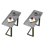 Rectangular Stone Top C-Shaped Side Table White