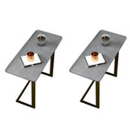 Rectangular Stone Top C-Shaped Side Table White