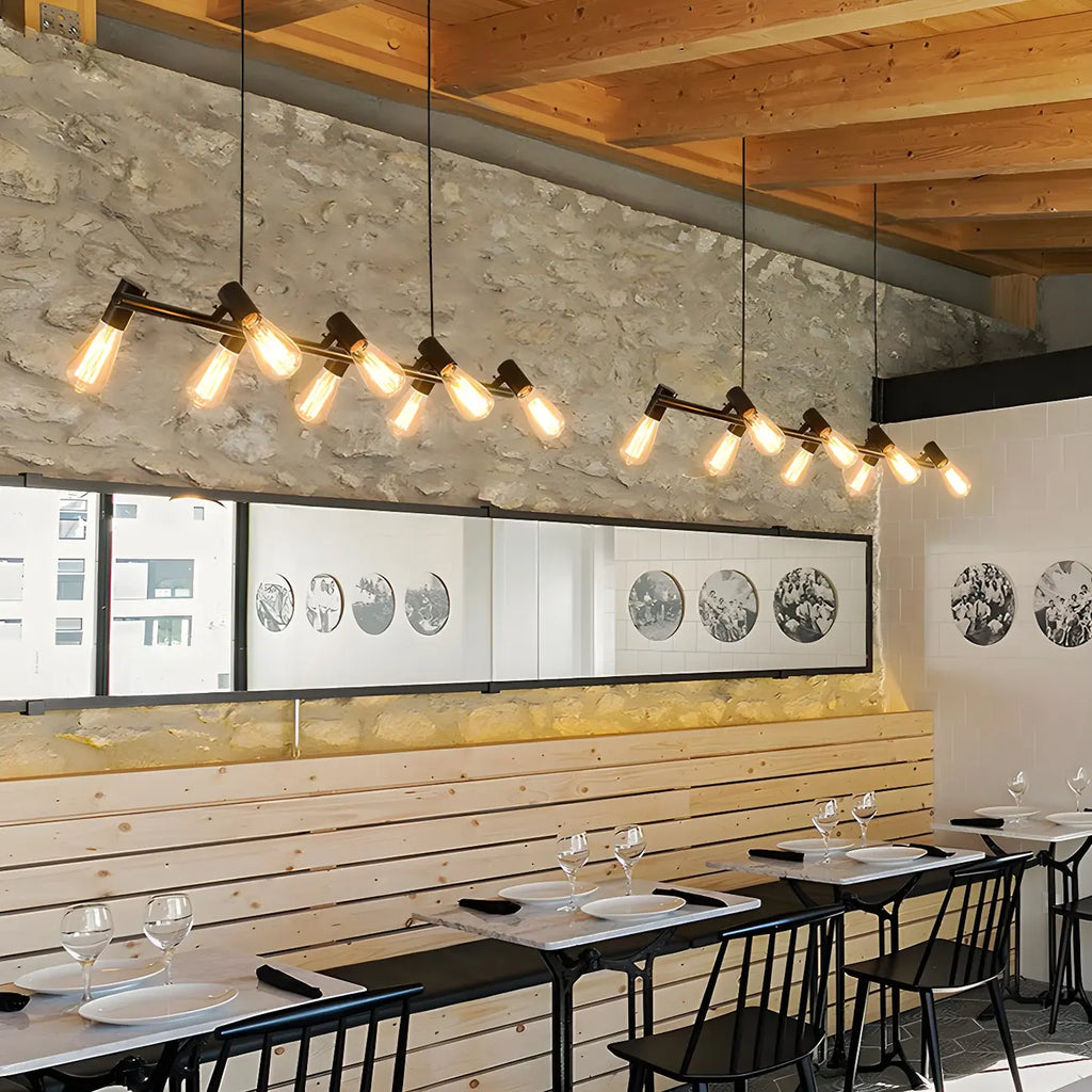 Industrial Black Multi-Light Cluster Pendant Light