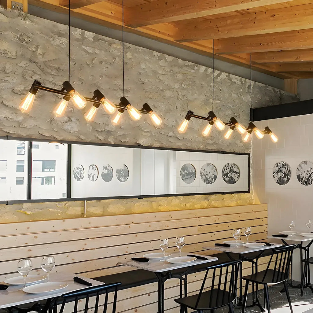 Industrial Black Multi-Light Cluster Pendant Light