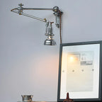 Silver Industrial Metal Adjustable Swing Arm Wall Light