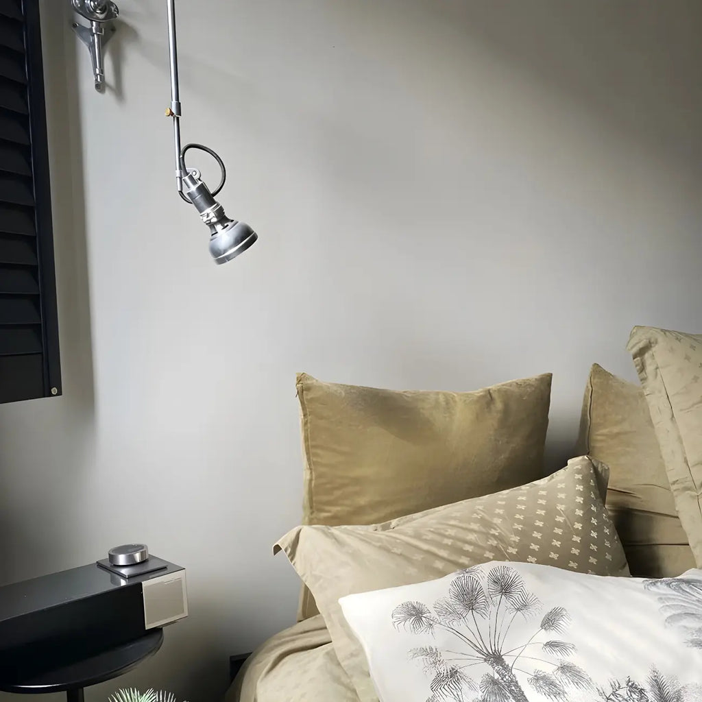 Silver Industrial Metal Adjustable Swing Arm Wall Light