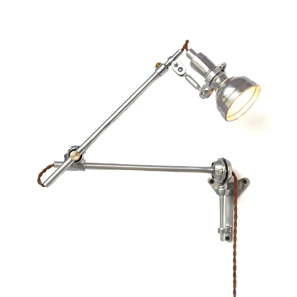 Silver Industrial Metal Adjustable Swing Arm Wall Light