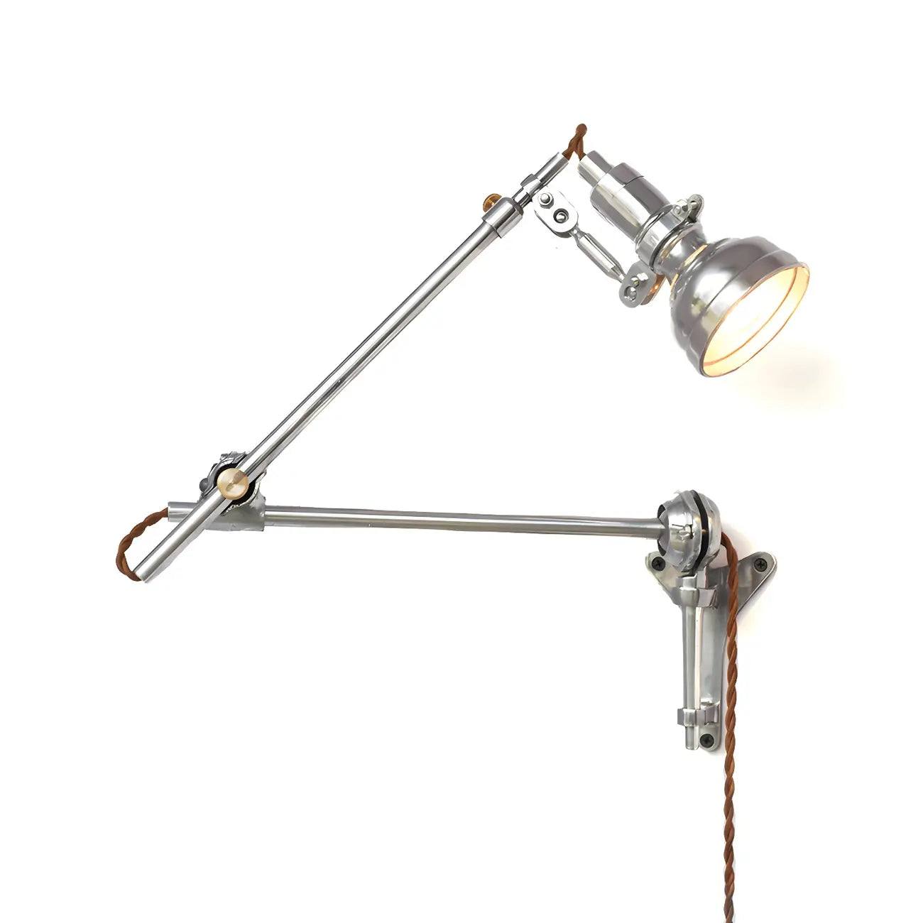 Silver Industrial Metal Adjustable Swing Arm Wall Light