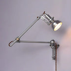 Silver Industrial Metal Adjustable Swing Arm Wall Light