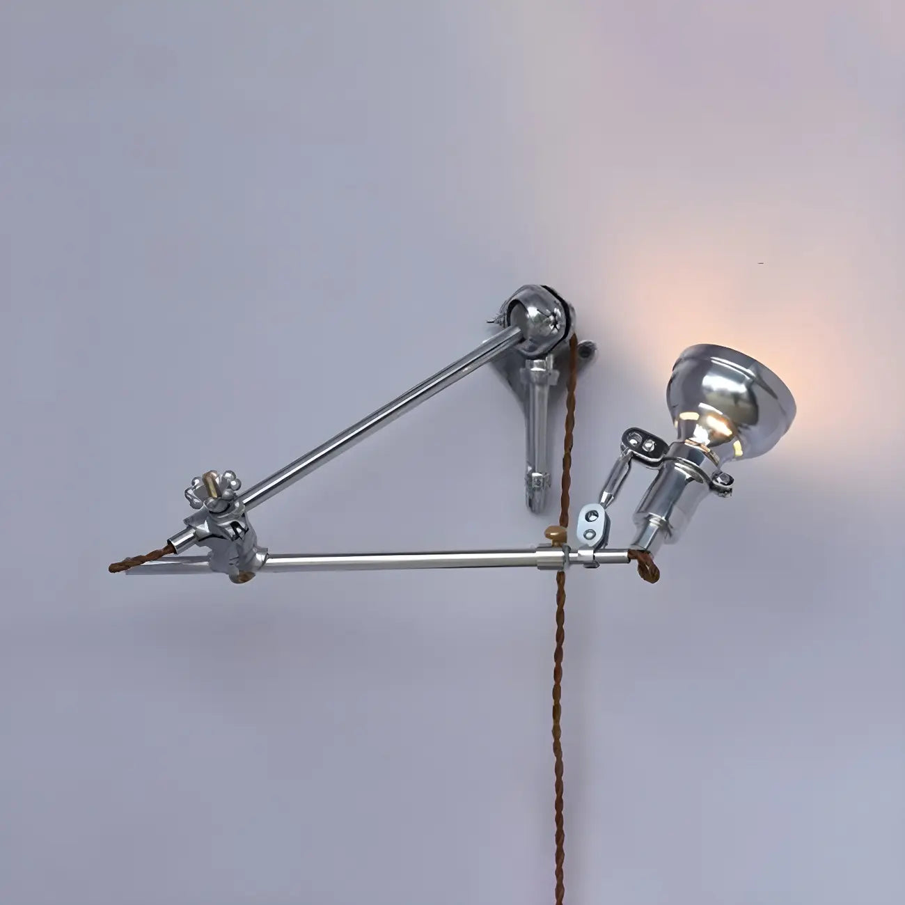 Silver Industrial Metal Adjustable Swing Arm Wall Light