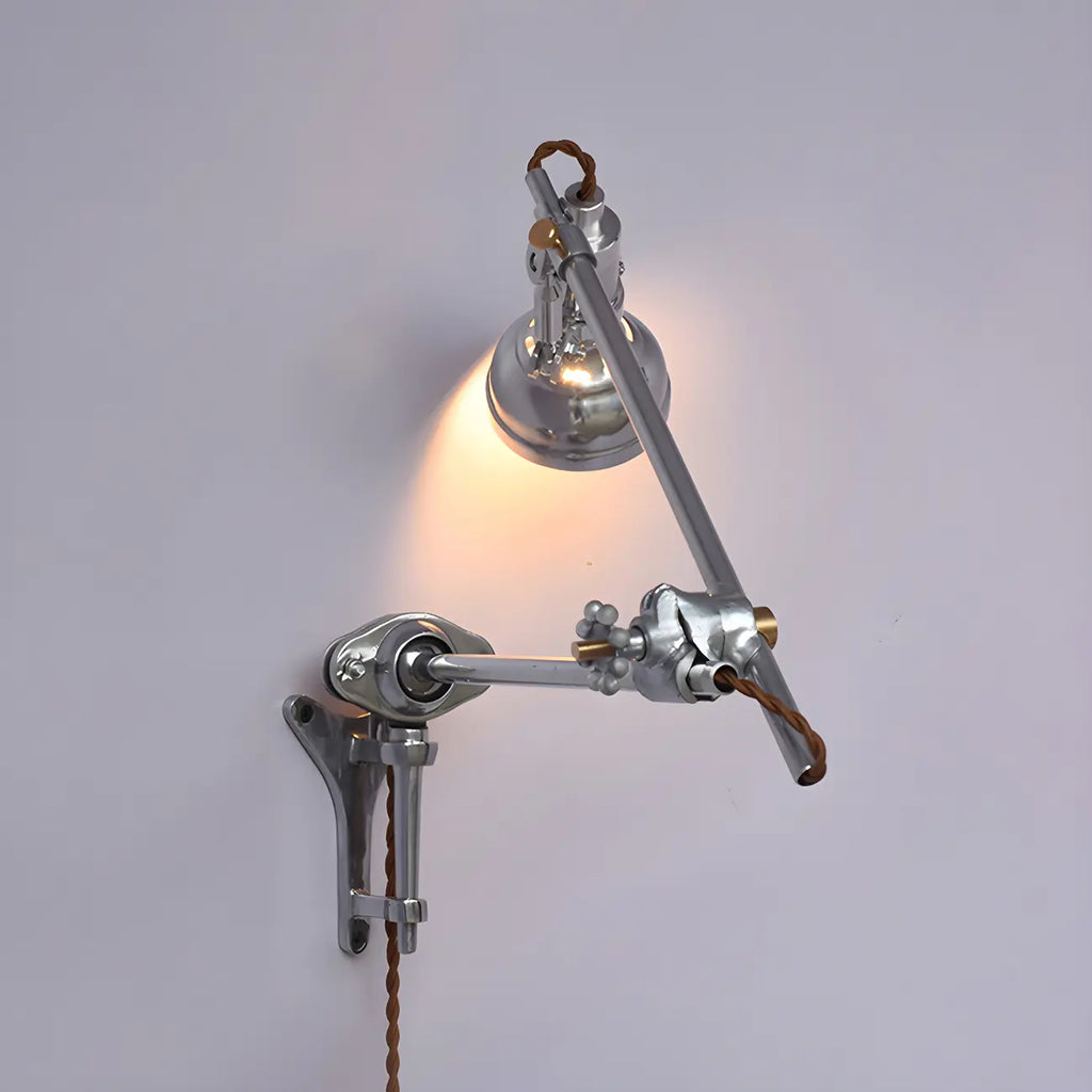 Silver Industrial Metal Adjustable Swing Arm Wall Light