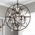 4-Light Industrial Black Iron Chandelier with Crystal