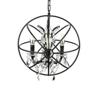 4-Light Industrial Black Iron Chandelier with Crystal