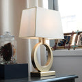 Gold Ring LED Table Lamp Square Base & Rectangle Shade