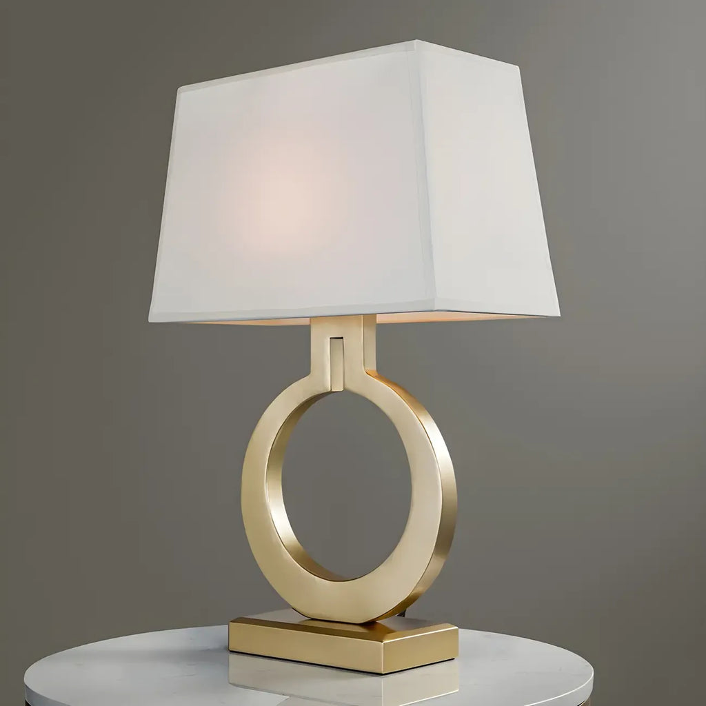 Gold Ring LED Table Lamp Square Base & Rectangle Shade