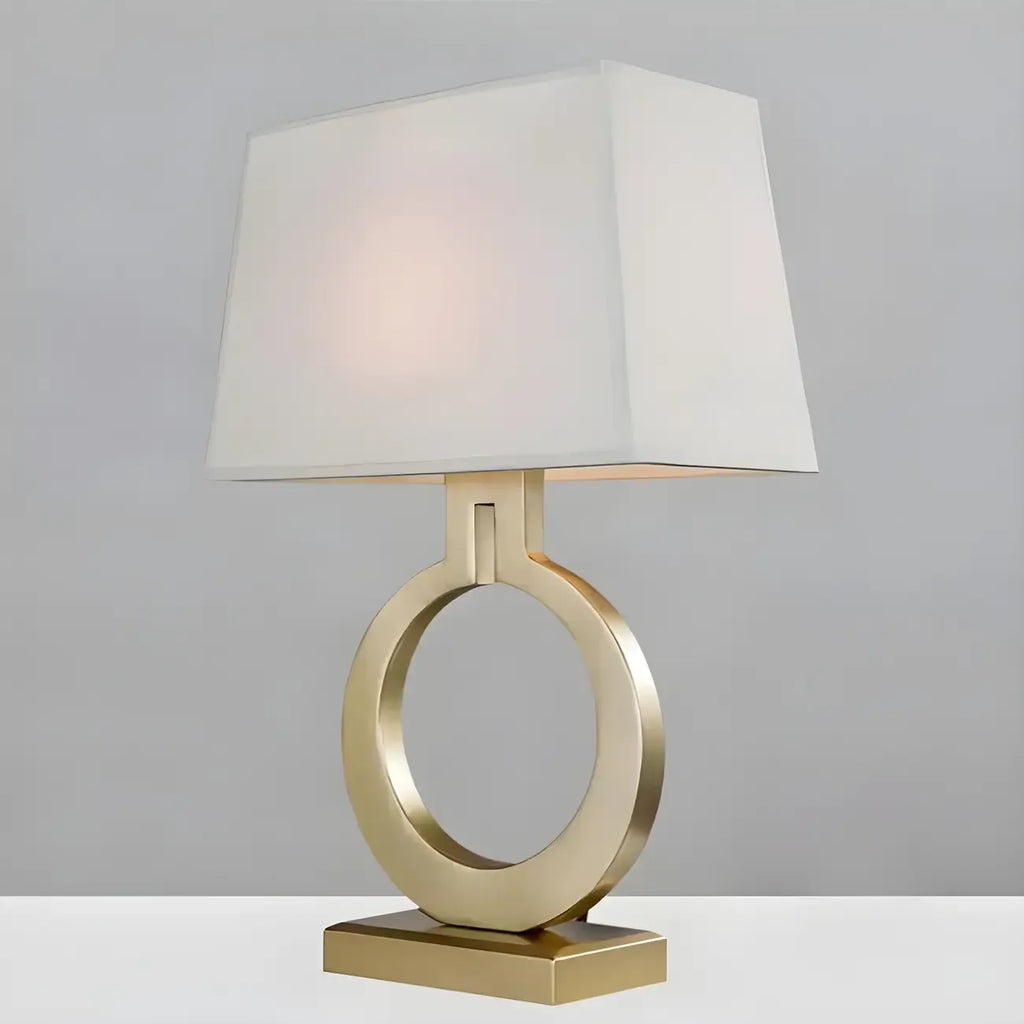 Gold Ring LED Table Lamp Square Base & Rectangle Shade