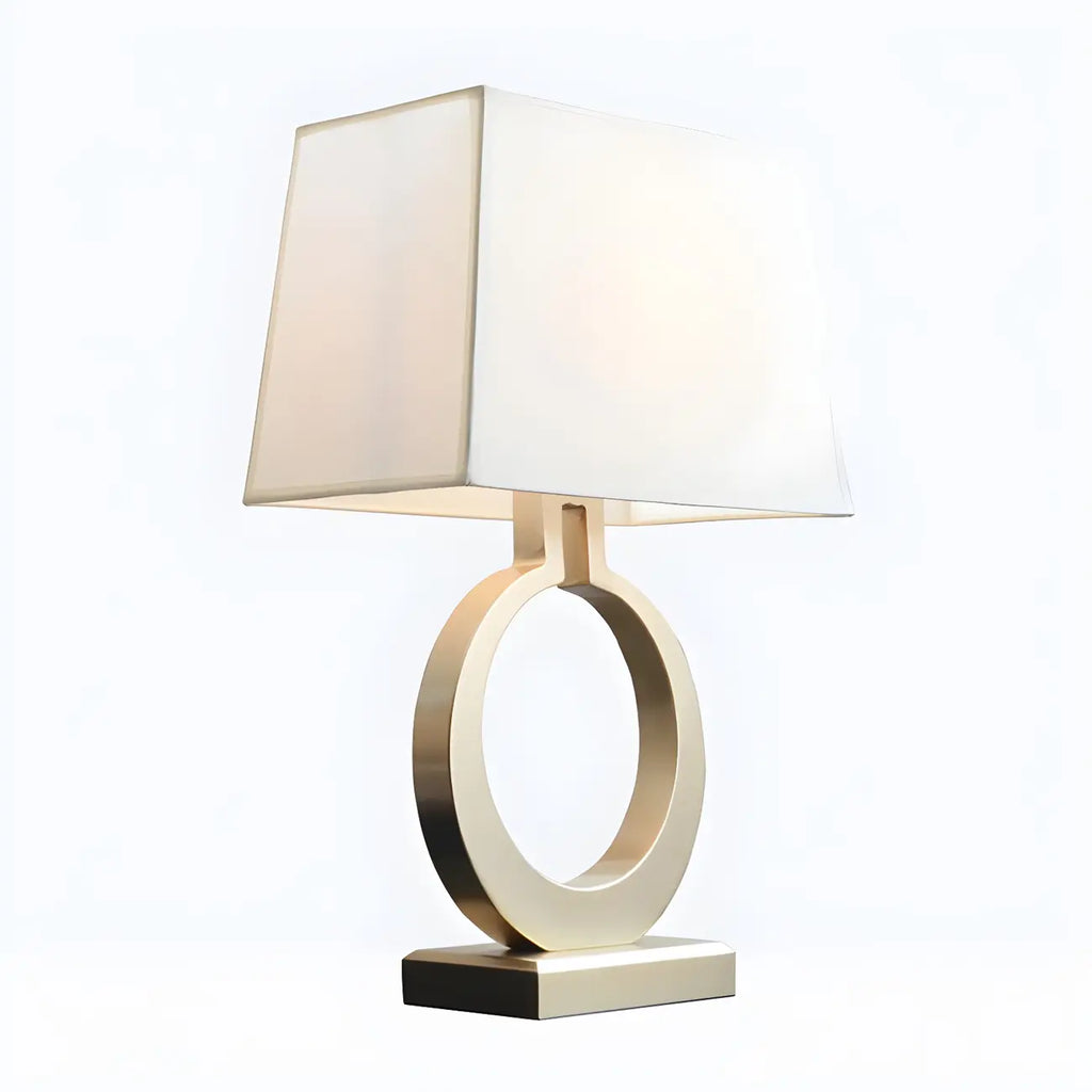 Gold Ring LED Table Lamp Square Base & Rectangle Shade
